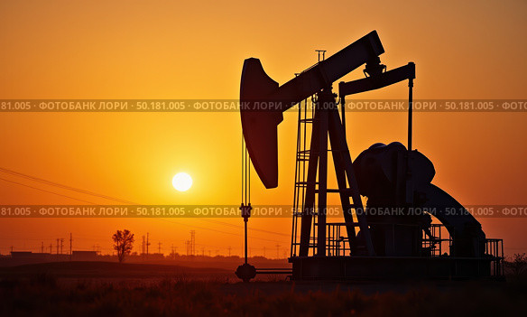 Станок-качалка, оборудование для нефтяной промышленности. Стоковое AI-изображение, AI-художник Илья Старков / Фотобанк Лори