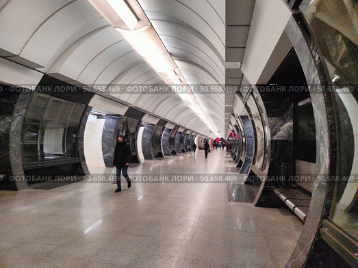 Станция метро "Савёловская" Большой кольцевой линии в Москве. Редакционное фото, фотограф Мария Сергеева / Фотобанк Лори