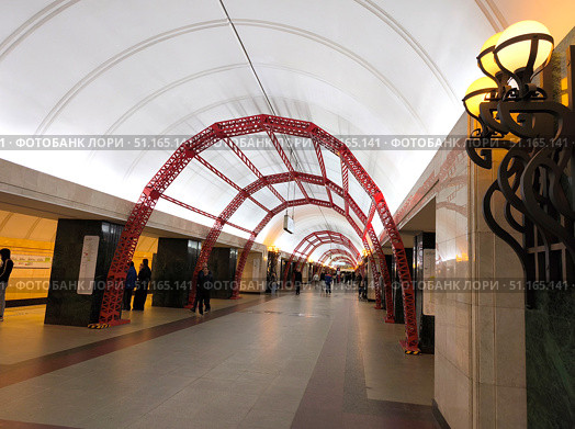 Станция метро Трубная, вид станции.  Москва. Редакционное фото, фотограф Мария Сергеева / Фотобанк Лори