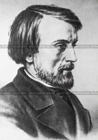 Старинная дореволюционная карточка. Белинский Виссарион Григорьевич. Стоковое фото, фотограф Игорь Низов / Фотобанк Лори