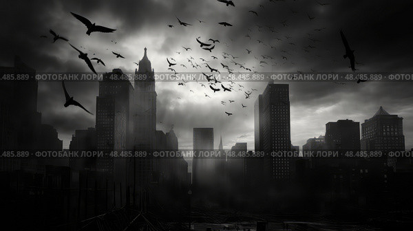 starling black birds ai generated. Стоковое AI-изображение, AI-художник Vectorwin / Фотобанк Лори