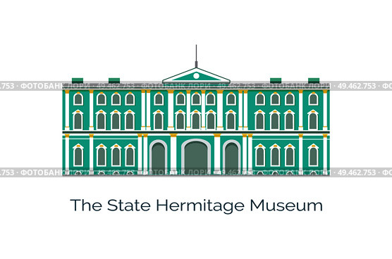 State Hermitage Museum of art and culture, second-largest in world, located in Saint Petersburg, Russia, vector illustration with text isolated on white. State Hermitage Museum of Art and Culture, Vector. Стоковая иллюстрация, агентство Ingram Publishing / Фотобанк Лори