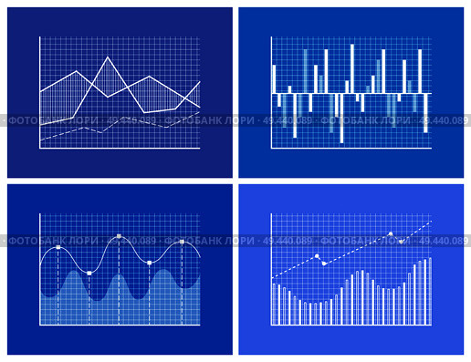 Statistical and analytical monochrome graphics set. Angular curves, tall bars and waves with apexes isolated monochrome vector illustrations set.. Statistical and Analytical Monochrome Graphics Set. Стоковая иллюстрация, агентство Ingram Publishing / Фотобанк Лори