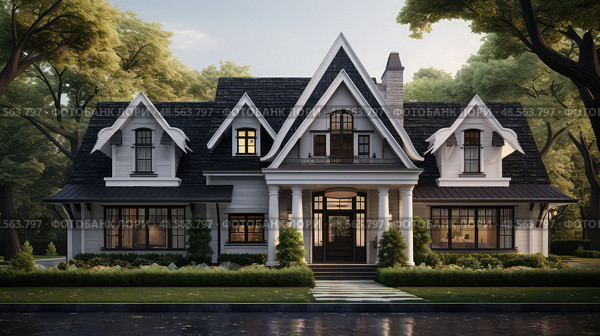 steeply gray house ai generated. Стоковое AI-изображение, AI-художник Vectorwin / Фотобанк Лори