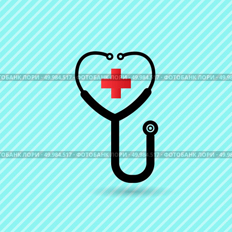 Stethoscope flat icon and is related to health care and medical category. Vector illustration. Стоковая иллюстрация, агентство Ingram Publishing / Фотобанк Лори