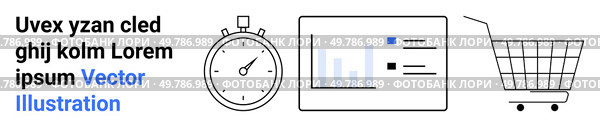 Stopwatch, analytical graph, and shopping cart. Ideal for digital marketing, e-commerce, analytics, time management, performance tracking, retail applications, productivity tools. Banner for landing. Elements Symbolizing Time, Analytics, and Shopping on a Minimalistic Design. Стоковая иллюстрация, агентство Ingram Publishing / Фотобанк Лори