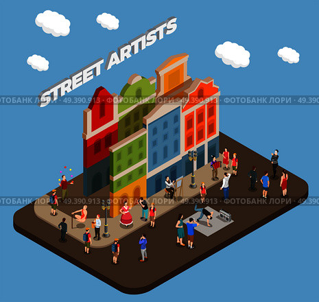 Street Artists Isometric Composition. Стоковая иллюстрация, агентство Ingram Publishing / Фотобанк Лори