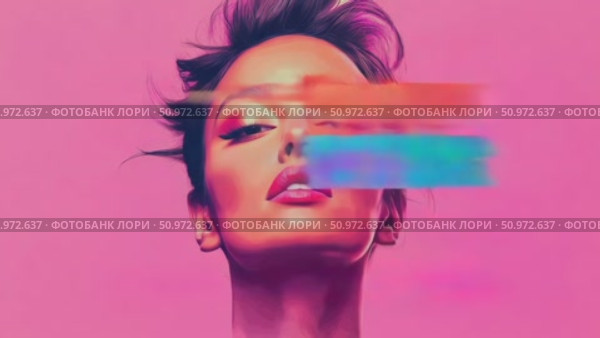 Striking female portrait with obscured eye on a vibrant pink plane, artistic expression and bold composition. Стоковое AI-видео, аниматор Данила Большаков / Фотобанк Лори