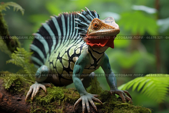 Striped Toloque in the wild. Стоковое AI-изображение, AI-художник Veniamin Kraskov / Фотобанк Лори
