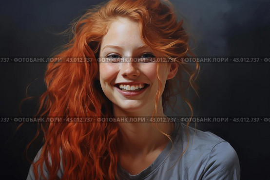 Studious Smiling student girl work. Generate Ai. Стоковое AI-изображение, AI-художник Иван Рябоконь / Фотобанк Лори