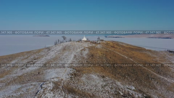 Stupa at Ogoy Island on Baikal lake (2022 год). Стоковое видео, видеограф Михаил Коханчиков / Фотобанк Лори