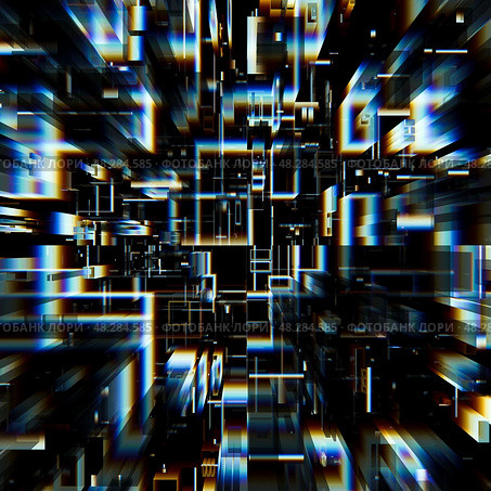 Stylish dark sci-fi background. 3D-rendering. Стоковая иллюстрация, иллюстратор Евгения Шмыкова / Фотобанк Лори