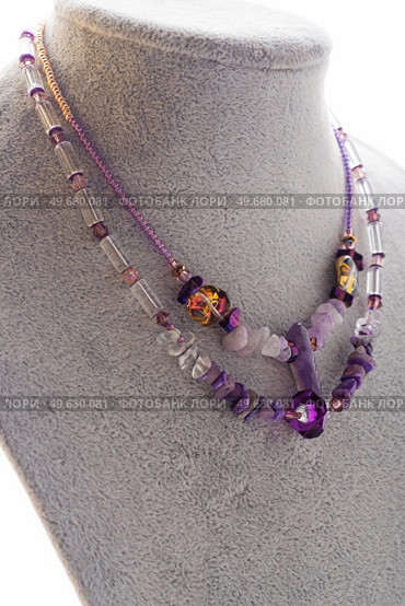 stylish  handmade author chokers with amethyst. hobby and fashion concept. Стоковое фото, агентство Ingram Publishing / Фотобанк Лори