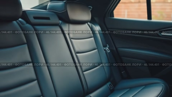 Stylish Interior of SUV, Luxury Seating. Elegant large powerful sports SUV, premium quality black leather seats. Car rear seats. New modern car inside. Lease, rental car, sell, buy. Loan credit. Стоковое AI-видео, аниматор Марина Демидюк / Фотобанк Лори