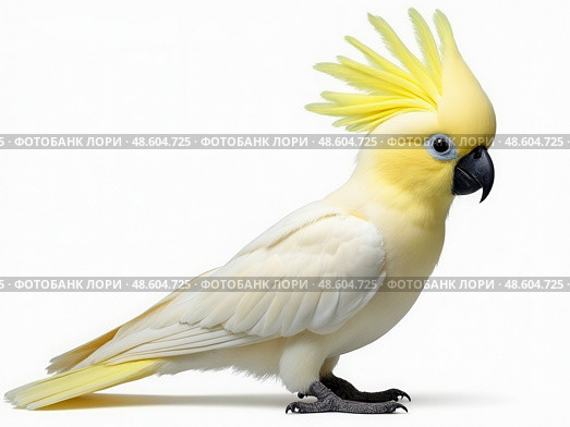 sulphur crested cockatoo isolated on white background. Стоковое AI-изображение, AI-художник Sergey Grishin / Фотобанк Лори