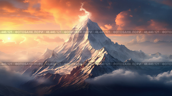 summit white nature ai generated. Стоковое AI-изображение, AI-художник Vectorwin / Фотобанк Лори