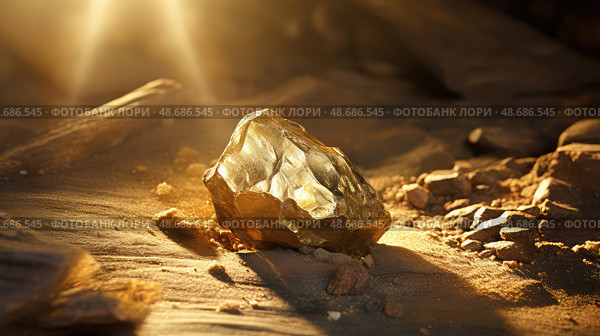 sunlight mine for gold ai generated. Стоковое AI-изображение, AI-художник Vectorwin / Фотобанк Лори