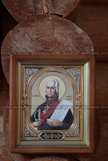 Святой Фёдор Фёдорович Ушаков в храме преподобного Серафима Саровского микрорайон Авиаторов Балашиха (2023 год). Редакционное фото, фотограф Дмитрий Неумоин / Фотобанк Лори