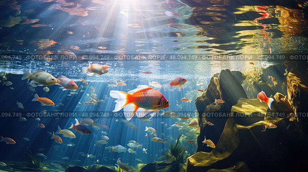 swim fish in lake ai generated. Стоковое AI-изображение, AI-художник Vectorwin / Фотобанк Лори