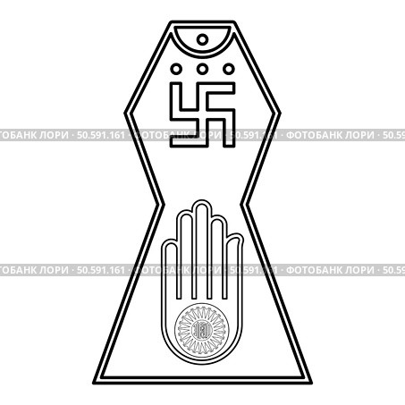 Symbol Jainism emblem Jain Prateek Chihna Hand Akhimsa Ahimsa arm religion Dharma Ahinsa Mahavir Jayanti contour outline line icon black color vector illustration image thin flat style simple. Symbol Jainism emblem Jain Prateek Chihna Hand Akhimsa Ahimsa arm religion Dharma Ahinsa Mahavir Jayanti contour outline line icon black color vector illustration image thin flat style. Стоковая иллюстрация, агентство Ingram Publishing / Фотобанк Лори
