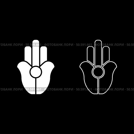 Symbol Natib Qadish Kappu palm Hamsa Levantian neo paganism neopaganism religious symbol Hand indian paganism set icon white color vector illustration image simple solid fill outline contour line thin flat style. Symbol Natib Qadish Kappu palm Hamsa Levantian neo paganism neopaganism religious symbol Hand indian paganism set icon white color vector illustration image solid fill outline contour line thin flat style. Стоковая иллюстрация, агентство Ingram Publishing / Фотобанк Лори