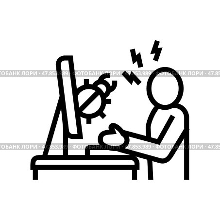 sysadmin fixing debug line icon vector illustration. Стоковая иллюстрация, иллюстратор Vectorwin / Фотобанк Лори