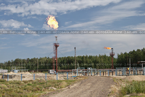 Сжигание попутного газа. Стоковое фото, фотограф Rumo / Фотобанк Лори