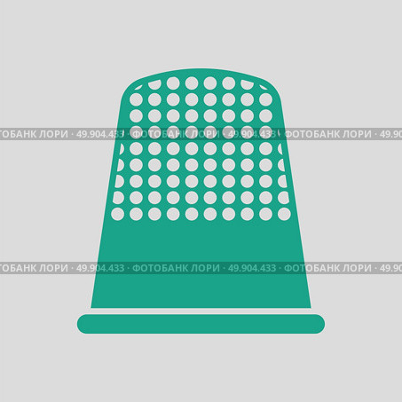 Tailor thimble icon. Gray background with green. Vector illustration. Стоковая иллюстрация, агентство Ingram Publishing / Фотобанк Лори