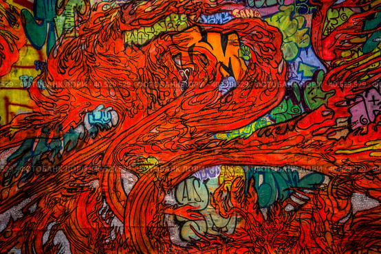 Takashi Murakami Art. Under the Radiation Falls, Garage. (2017 год). Редакционное фото, фотограф Iva Noel / Фотобанк Лори