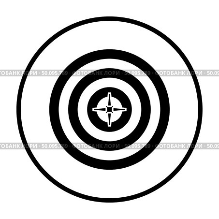 Target With Dart In Center Icon. Thin Circle Stencil Design. Vector Illustration. Стоковая иллюстрация, агентство Ingram Publishing / Фотобанк Лори