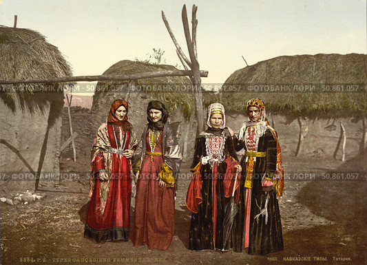 Татарские женщины в традиционных костюмах, 1902 год. Русские типы. Татарки. Стоковое фото, фотограф Retro / Фотобанк Лори