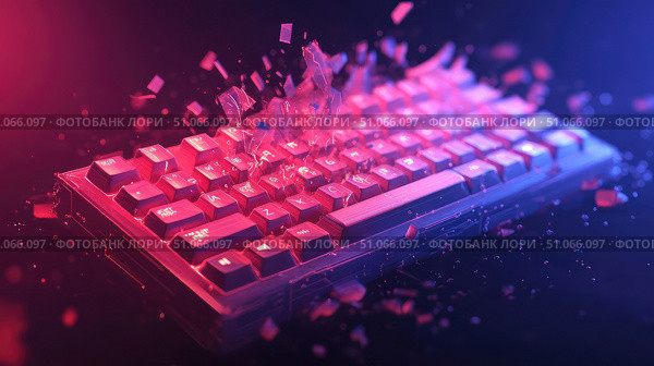 technology dissolving keyboard ai generated. Стоковое AI-изображение, AI-художник Vectorwin / Фотобанк Лори