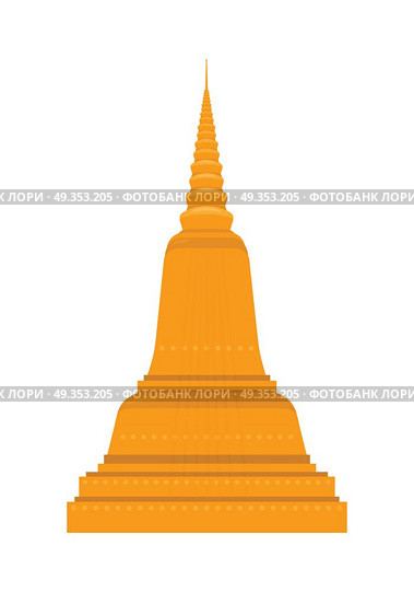 Temple in Thailand. Traditional Thai Architecture.. Temple in Thailand isolated on white background. Traditional Thai architecture. Main shrine, Phimai. Wat Chedi Liem. Ancient Wat Arun. Part of series of travelling around the world. Vector illustration. Стоковая иллюстрация, агентство Ingram Publishing / Фотобанк Лори