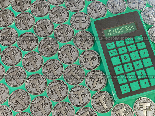 Tether. Cryptocurrency silver coins. Cryptocurrency mining. 3D illustration. Стоковая иллюстрация, иллюстратор Игорь  Ларионов / Фотобанк Лори