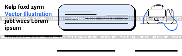 Text blocks, lines, backpack icon, blue and black colors. Ideal for educational, business, corporate sites, blogs, portfolios, landing pages, and e-commerce sites. Landing page. Professional Webpage Layout with Text Blocks and Backpack Icon for Modern Design. Стоковая иллюстрация, агентство Ingram Publishing / Фотобанк Лори