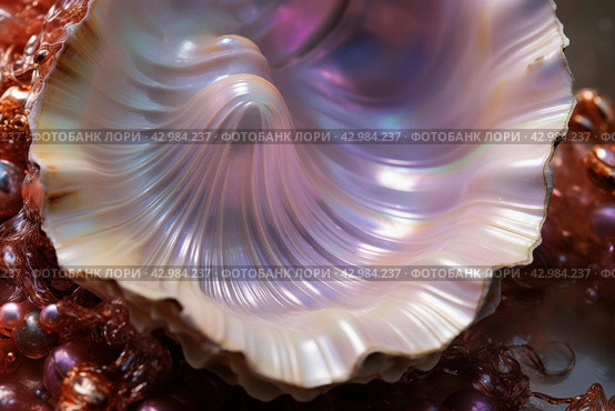 Textured Sea pearl shell closeup. Generate Ai. Стоковое AI-изображение, AI-художник Иван Рябоконь / Фотобанк Лори
