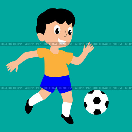 The boy plays soccer. Стоковая иллюстрация, иллюстратор Андрей Ситников / Фотобанк Лори