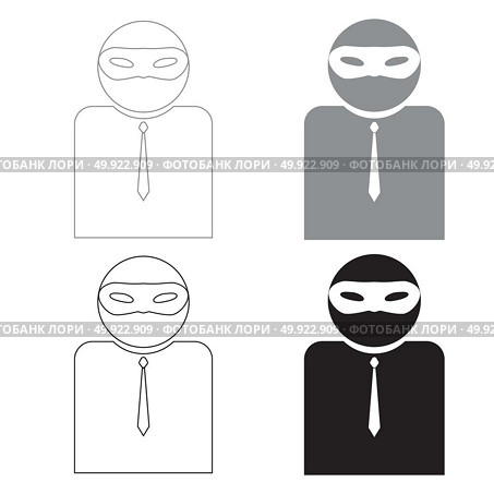 The man incognito in a mask   the black and grey color set icon .. The man incognito in a mask   it is the black and grey color set icon . Стоковая иллюстрация, агентство Ingram Publishing / Фотобанк Лори