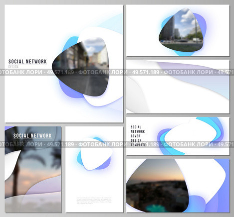 The minimalistic abstract vector illustration of editable layouts of modern social network mockups in popular formats. Blue color gradient abstract dynamic shapes, colorful geometric template design. The minimalistic abstract vector illustration of editable layouts of modern social network mockups in popular formats. Blue color gradient abstract dynamic shapes, colorful geometric template design. Стоковая иллюстрация, агентство Ingram Publishing / Фотобанк Лори