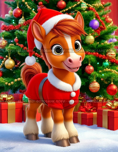 The year 2026 on the Eastern calendar is the year of the red fiery Horse. The red fiery Horse is a sign of purposefulness and triumph. Стоковое AI-изображение, AI-художник Сергей Елизарьев / Фотобанк Лори