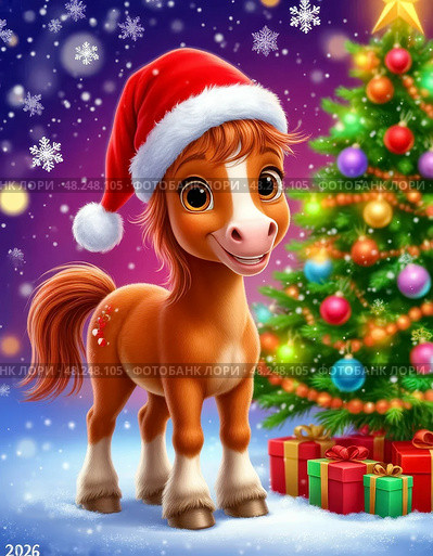 The year 2026 on the Eastern calendar is the year of the red fiery Horse. The red fiery Horse is a sign of purposefulness and triumph. Стоковое AI-изображение, AI-художник Сергей Елизарьев / Фотобанк Лори