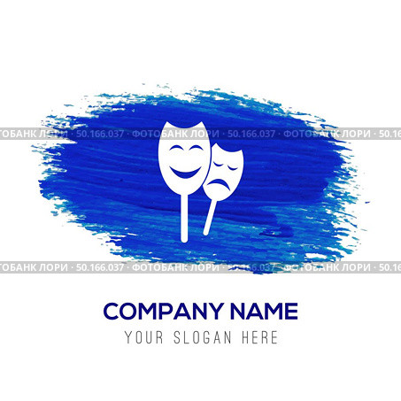 Theatrical masks Icon - Blue watercolor background. Стоковая иллюстрация, агентство Ingram Publishing / Фотобанк Лори