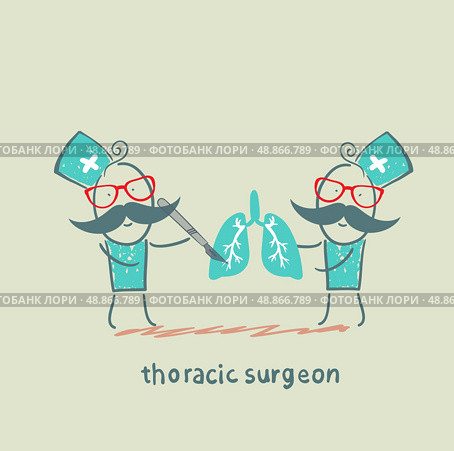 thoracic surgeon with a scalpel works on light. Стоковая иллюстрация, агентство Ingram Publishing / Фотобанк Лори