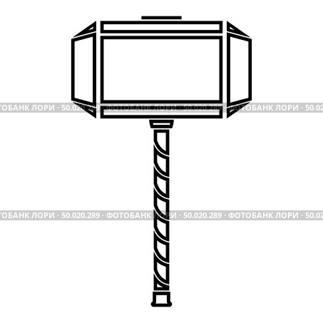 Thor’s hammer Mjolnir icon black color vector illustration flat style simple image. Стоковая иллюстрация, агентство Ingram Publishing / Фотобанк Лори