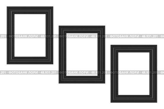 three black frames isolated on white background. Стоковое фото, агентство Ingram Publishing / Фотобанк Лори