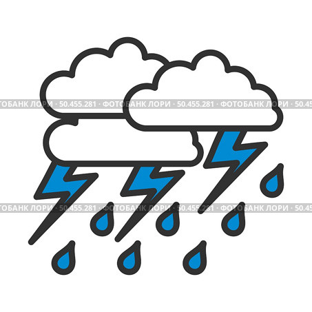 Thunderstorm Icon. Editable Bold Outline With Color Fill Design. Vector Illustration. Стоковая иллюстрация, агентство Ingram Publishing / Фотобанк Лори