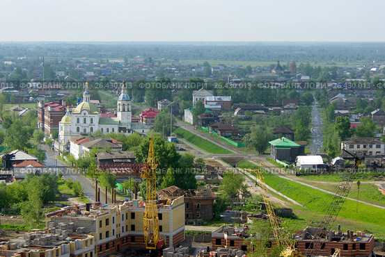 Тобольск. Вид на Нижний город, улицы Ленина и Володарского (2008 год). Стоковое фото, фотограф Дмитрий Щукин / Фотобанк Лори