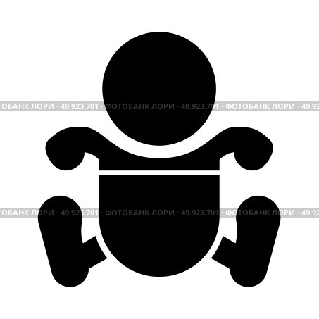 Toddler boy with diapers black icon . Стоковая иллюстрация, агентство Ingram Publishing / Фотобанк Лори
