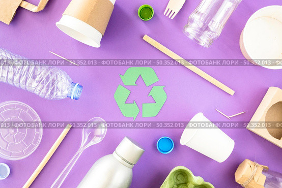 top view collection plastic carton waste. Стоковое фото, агентство Ingram Publishing / Фотобанк Лори