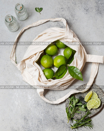 top view limes tote bag. Стоковое фото, агентство Ingram Publishing / Фотобанк Лори